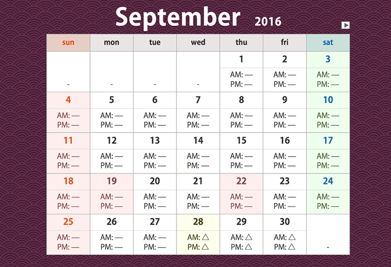 Calendario del guía